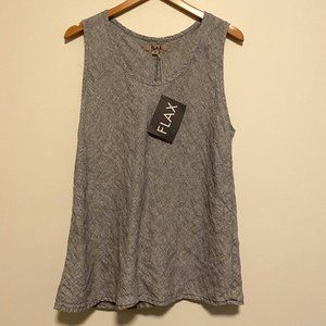 FLAX Sleeveless Bias Linen Tank Shirt, L, Platinum, NWT